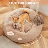 Bencmate Anti  Slip Extra Large Round Plush Faux Fur Pet Bed for Cats and Dogs,Brown(37.4"*37.4"*6.6") - 2 of 4