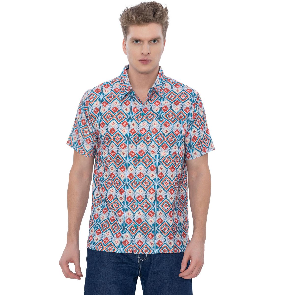 HAPPY BAY Men's Hawaiian Shirts Short Sleeve Button Down Shirt Mens Holiday Beach Shirts Tropical Shirts for Men Funny XXL Ethnic Print Multicolor