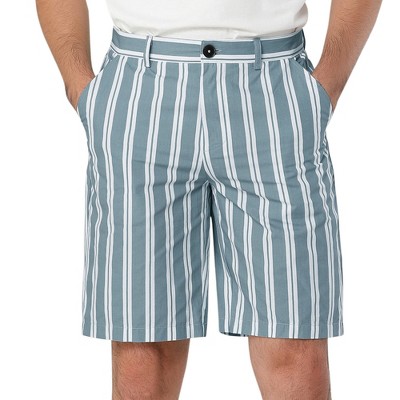 Lars Amadeus Men's Flat Front Walk Chino Summer Striped Shorts