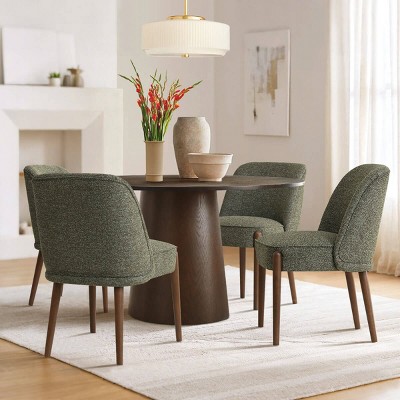 Mid Century Modern Dining Room Chair Set of 4 Linen Upholstered Dining Chair​ Solid Wood Dining Chair with Beech Legs for Kitchen-Tanpinhause
