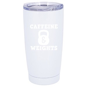 100 North 20 Ounce Stainless Steel On the Go Travel Tumbler With Push Top Lid, Caffeine and Weights White - 1 of 4
