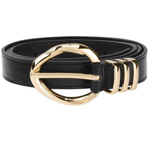 INSPIRE CHIC Women's Fashion PU Leather Skinny Thin Belts with Gold Buckle 1 Pc - 1 of 4