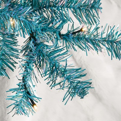 4ft Peacock Blue Prelit Spruce Christmas Tree with LED Lights