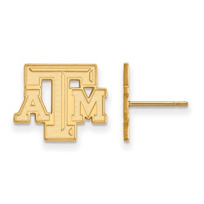 Black Bow Jewelry 10k Yellow Gold Texas A&M Aggies NCAA Post Earrings