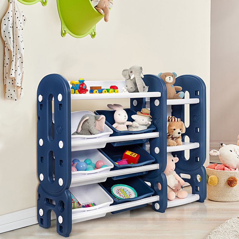 Costway Kids Toy Storage Organizer w/Bins & Multi-Layer Shelf for Bedroom Playroom Green\Blue, 2 of 11