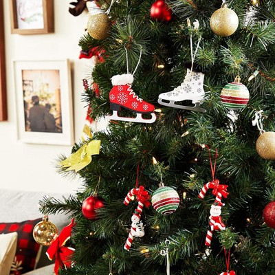Festive Wooden Ice Skates Christmas Tree Ornaments Set