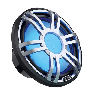 Hertz HMS 12 S4-LD-G - 12" 4-Ohm Marine Subwoofer with RGB LEDs, Gray Sport Grille