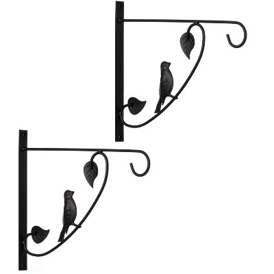 Decorative Black Metal Wall Planter Hooks for Hanging Plants and Flower Pots, Set of 2