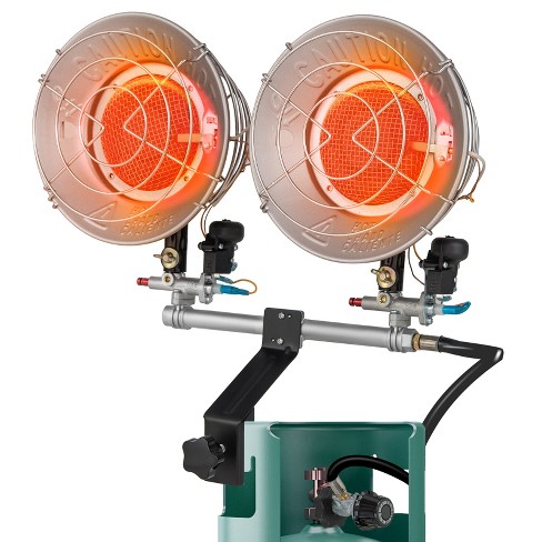 Costway 30,000 Btu Dual Head Tank Top Outdoor Heater With Adjustable Heat  Settings : Target