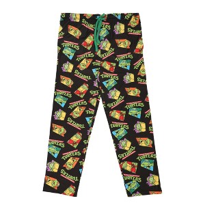 Teenage Mutant Ninja Turtles Character Squares Men's Black Sleep Pajama Pants - 1 of 3