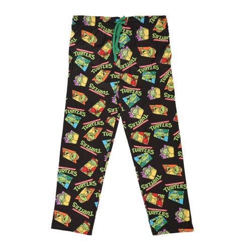 Teenage Mutant Ninja Turtles Character Squares Men's Black Sleep Pajama  Pants-Small