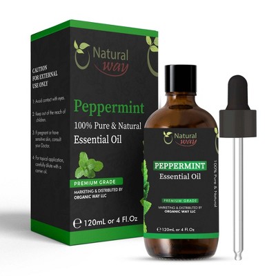Organic Way Peppermint Essential Oil | Premium Grade Essential  Oil for Skin, Tag Remover & Massage Oil | 4 Fl Oz (120 mL)