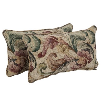 Set of 2 Floral Watercolor Jacquard Chenille Rectangular Throw Pillows