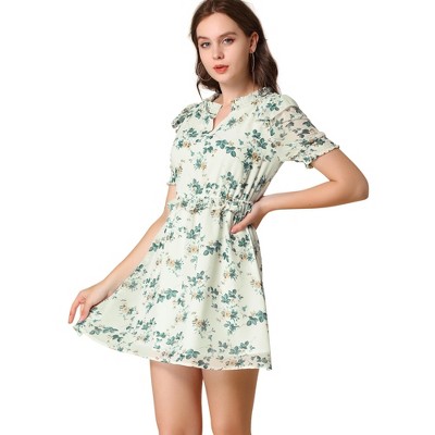 INSPIRE CHIC Women's V Neck Short Sleeve Ruffle Dresses