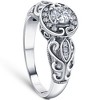 Pompeii3 1/2ct Vintage Diamond Engagement Halo Ring 10K White Gold - 2 of 4