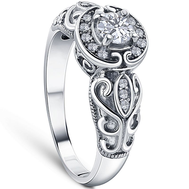 Pompeii3 1/2ct Vintage Diamond Engagement Halo Ring 10K White Gold, 2 of 6