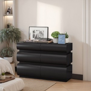 CAVINAS 6/8 Drawers Dresser for Bedroom,Modern Style Dresser with Free Handles for Kids Room,Living Room,Entry and Hallway,White/Black - 1 of 4