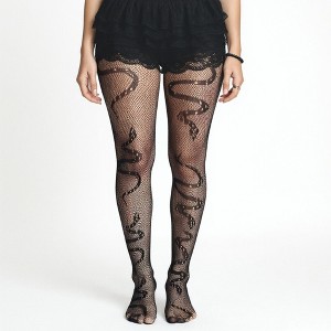 Anna-Kaci Women's 3-Piece Set Fishnet Tights with Snake Pattern Design - Black - 1 of 4