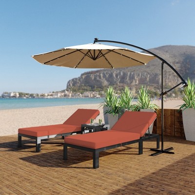 Chelsea Modern Aluminum Outdoor Chaise Lounge with Orange Cushions