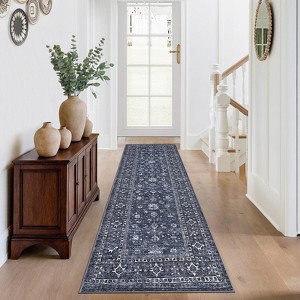 Nasitip Luxury Bohemian Area Rugs with Exotic Floral Stripes, Soft Low Pile Non Slip Living Room Carpet, Machine Washable - 1 of 4