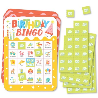 Big Dot of Happiness Party Time - Picture Bingo Cards and Markers - Happy Birthday Party Bingo Game - Set of 18