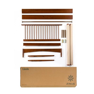 King Dark Pecan Pine Wood Platform Bed Frame with Slats