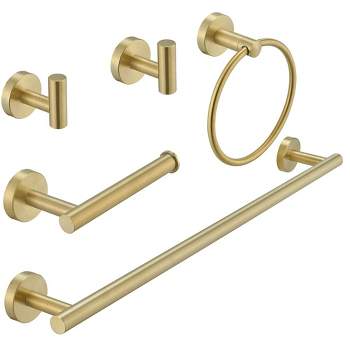BWE 5-Piece Bath Hardware with Towel Bar Towel Hook Toilet Paper Holder and Towel Ring Set