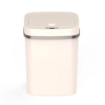 LunaLulinlk 3.2 Gallon Trash Can, Plastic Touchless Bathroom Trash Can, Cream
