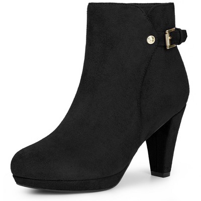 Perphy Women's Round Toe Zipper Platform Block Heel Ankle Boots