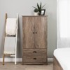 Salt Spring 2 Door Armoire Drifted Gray - Prepac: Bedroom Storage with Hanging Rod & Drawers - 2 of 4