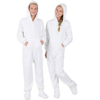 Footed Pajamas - Arctic White Kids Hoodie Fleece Onesie