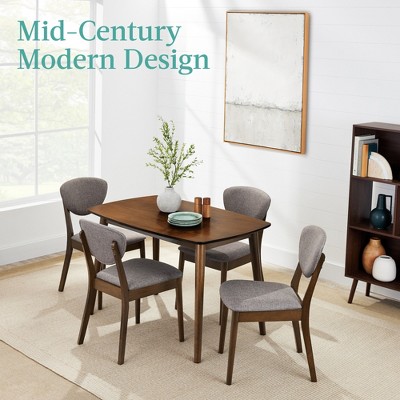 5-Piece Light Gray and Walnut Mid-Century Modern Dining Set
