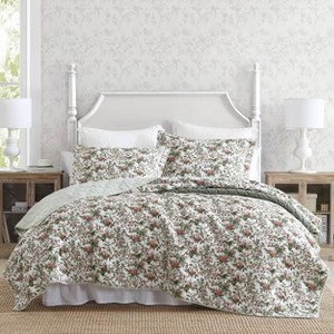 Laura Ashley Bramble Floral Quilt Bedding Set Green - 1 of 4
