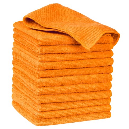 Unique Bargains Microfiber Lint Free Highly Absorbent Reusable Kitchen  Towels 12 x 12 12 Packs Orange
