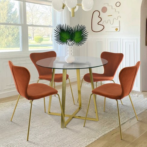 5 piece round glass deals dining set