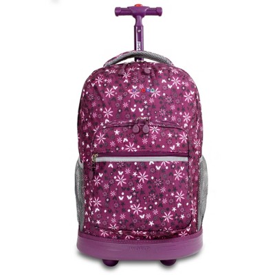 purple rolling backpack