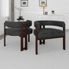 CAVINAS Chenille Upholstered Accent Chair,Modern Comfortable Barrel Chairs with 3 Wood Legs and Soft Seating for Bedroom,Reading Room,2PC - 2 of 4