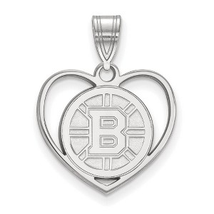 Black Bow Jewelry Sterling Silver Boston Bruins NHL Pendant - 1 of 3