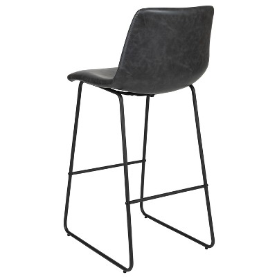 Reagan 30" Gray LeatherSoft & Metal Bar Height Stools, Set of 2
