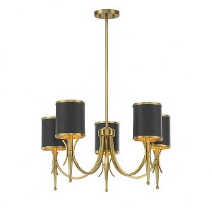 Savoy House Quincy 5 - Light Chandelier in  Matte Black/Warm Brass - 1 of 4