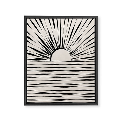 sunset drawing black and white