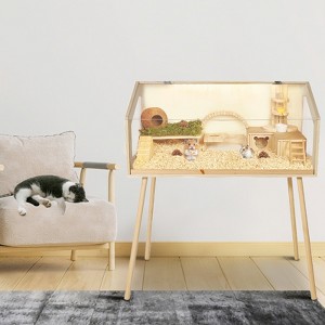 Hamster Cage with Legs, Large Syrian Hamster Habitats Enclosure with Acrylic Window & Openable Top, Animal Cage Chew Proof for Guinea Pig, Chinchilla - 1 of 4