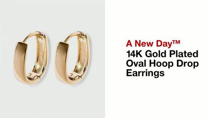 14K Gold Plated Oval Hoop Drop Earrings - A New Day&#8482;, 2 of 12, play video