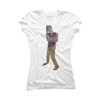 Junior's Design By Humans Christmas Zombie By Ayota T-Shirt