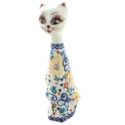 Blue Rose Polish Pottery Butterfly Small Cat