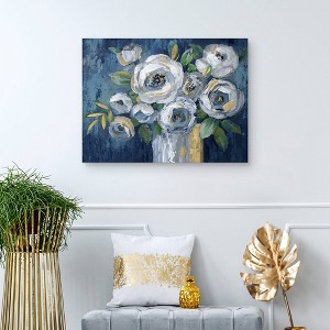 30" x 40" Indigo Touch of Gold by Nan: Large Botanical Wall Canvas, Modern Decor - Masterpiece Art Gallery - 1 of 4
