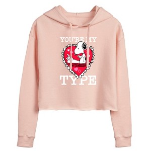 Women's - Peanuts - You're My Type Cropped Graphic Hoodie - 1 of 4
