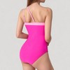 Anna-Kaci Women's One Shoulder One Piece Swimsuit with Asymmetrical Neckline and Contrast Trim Design - 3 of 4