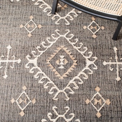 Black and Ivory Handwoven Tribal Kilim Area Rug