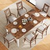 homfan Farmhouse Dining Table Rustic Industrial Kitchen Table with Sturdy Metal Frame & Chamfered Corners for Dining Room, Breakfast Nook, Small Space - 3 of 4